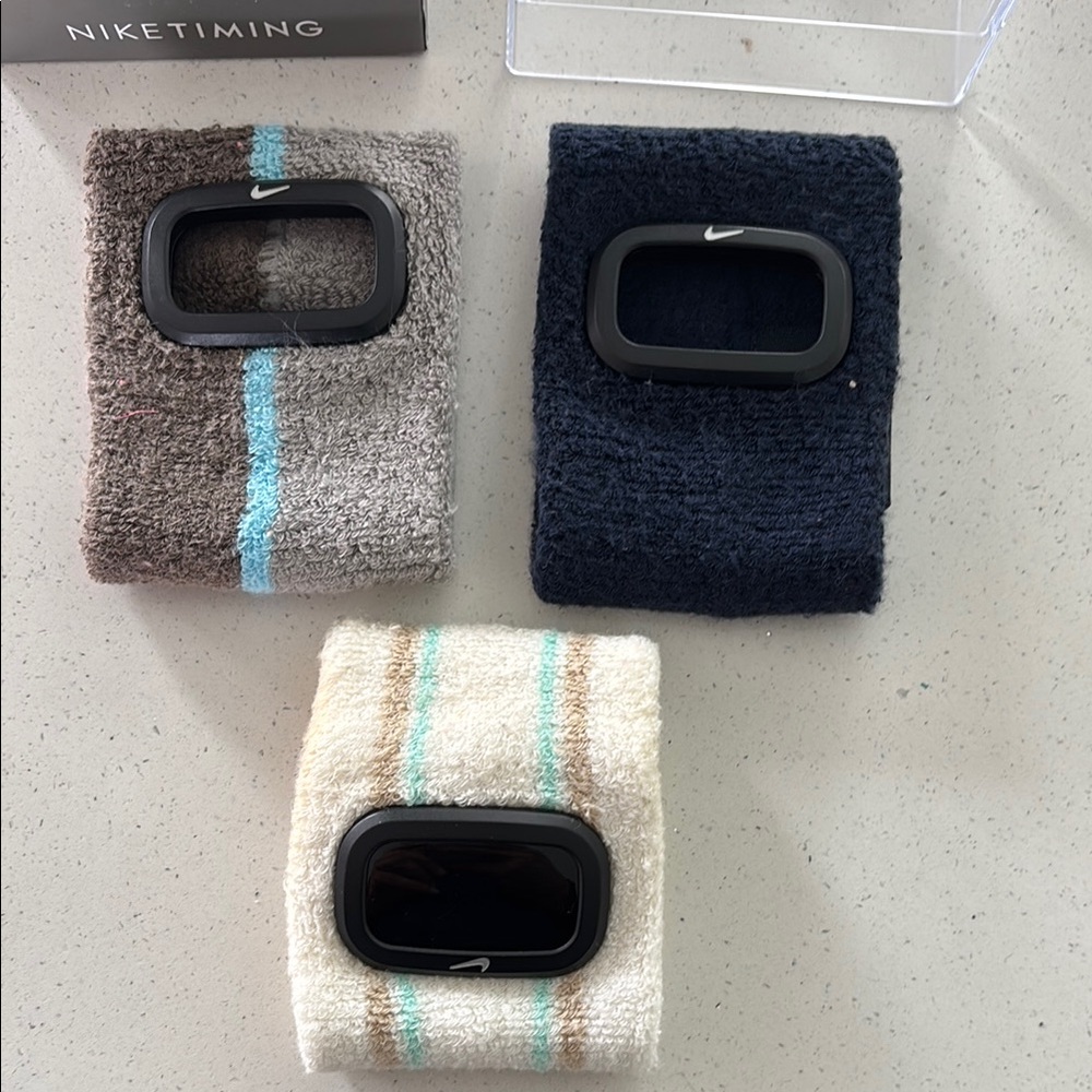 Nike Timing Wristbands in Black, Blue, and Cream - Picture 2 of 4